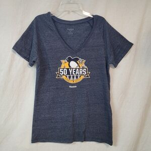 Pittsburgh Penguins Reebok Womens Xl 50 Years Graphic Tee, Grey